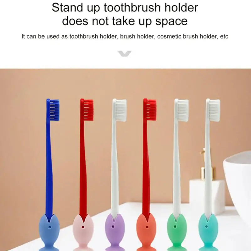 Tooth Brush Cover Caps Stand Cute Standing Portable Travel Toothbrush Head Cover Cute Fish Shape Silicone Suction Cup Toothbrush