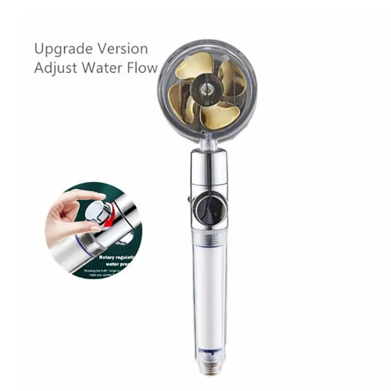 Pressurized Shower Head Water Saving 360 Rotating Twin Turbo Pressurized Propeller Fan Shower Head Bathroom Accessories