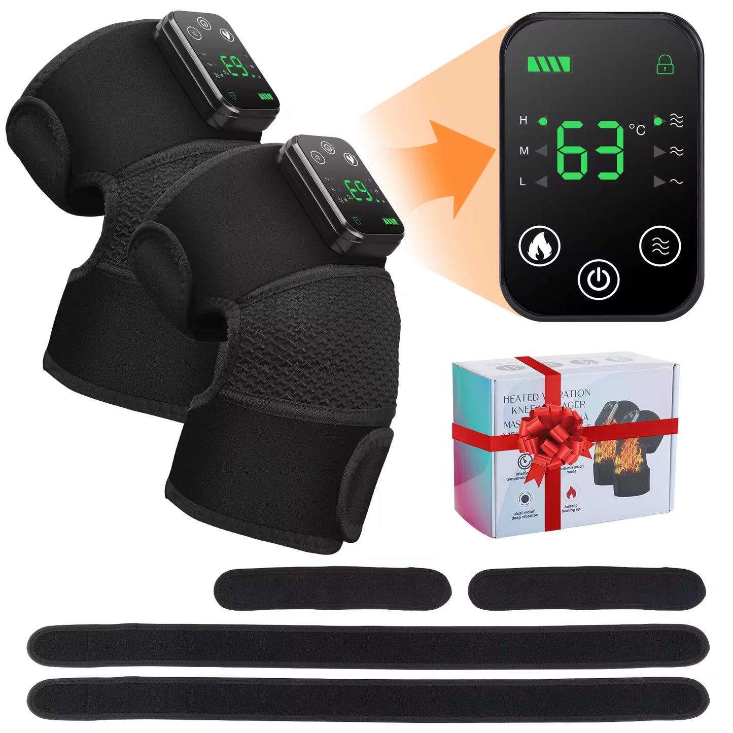 Electric Shoulder Massager Heating Vibration Massage Belt Hot Compress Knee Pads Shoulder Elbow Brace Rechargeable